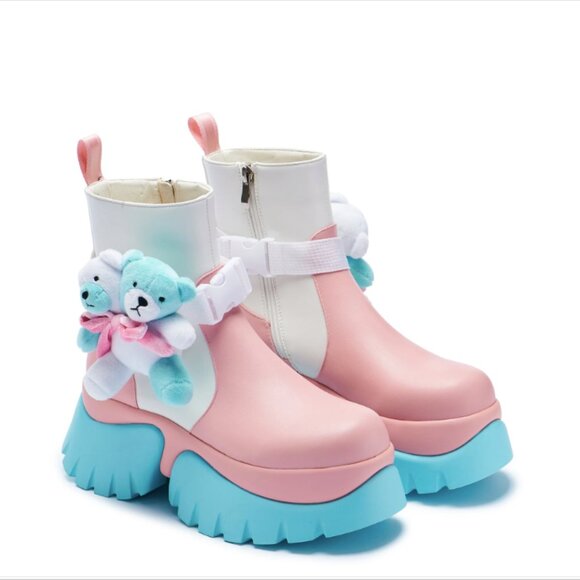 Melanie Martinez X KOI Teddy Bear Pastel Platform Boots Women's Size 6 - Picture 3 of 15